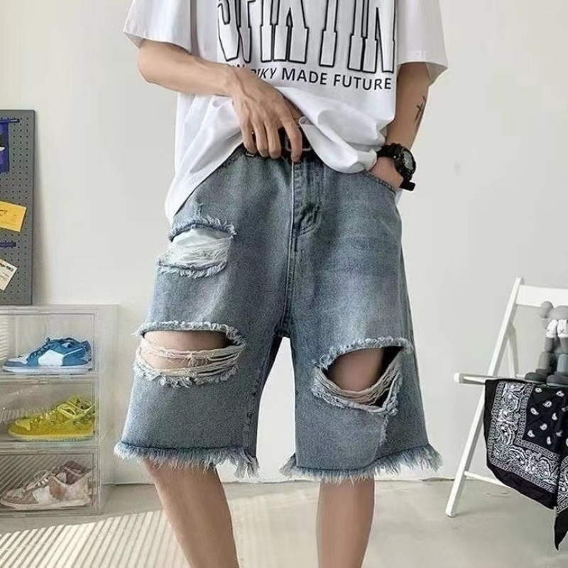 Vintage Fashion Hong Kong - Edgy Cool Men's Ripped Denim Shorts