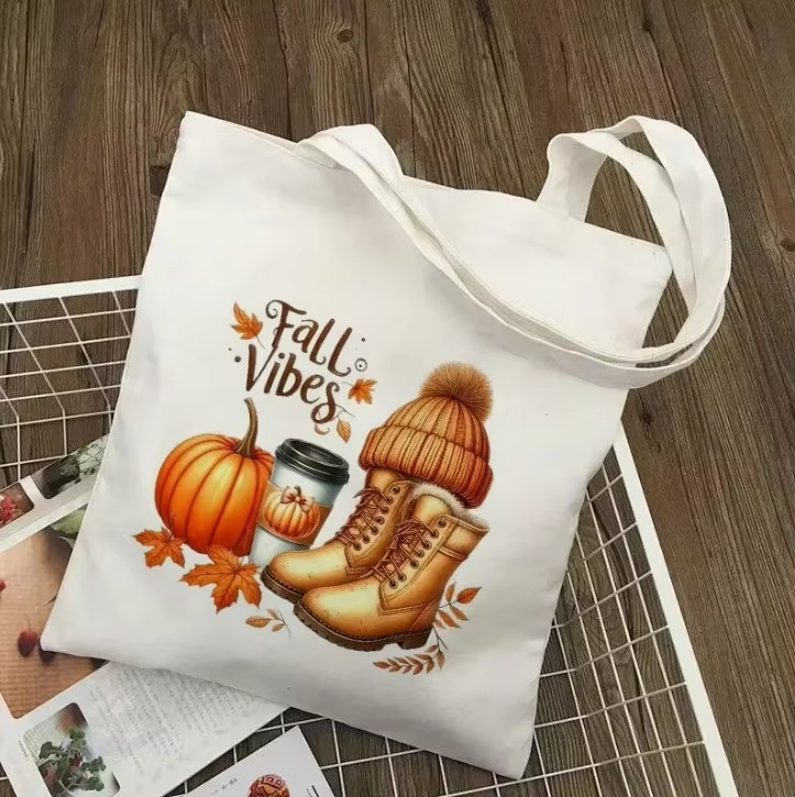 Vintage Fashion Shop - Canvas Tote Bag Hello Autumn Vintage