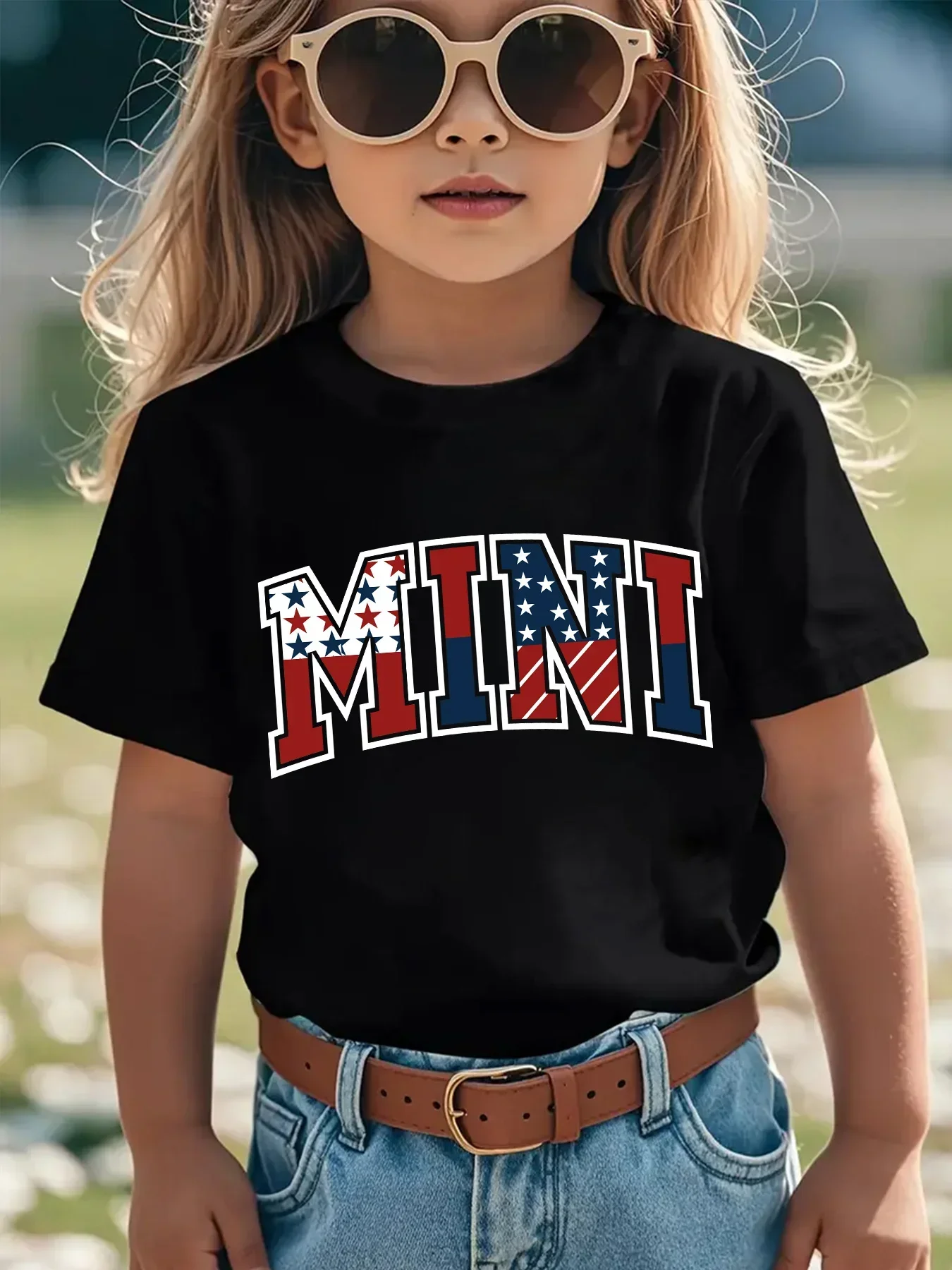Vintage Fashion Font - USA Flag Star Stripe Mini Letter