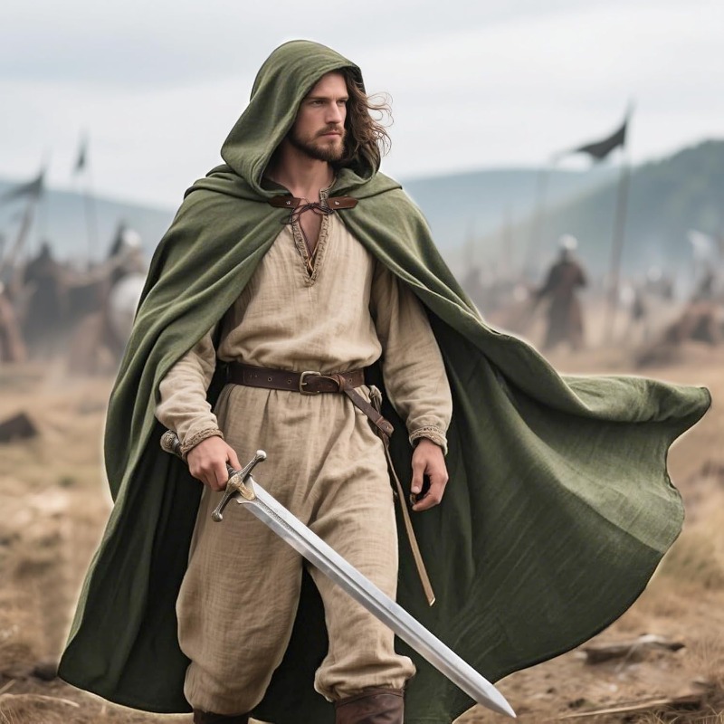 Vintage Trench Coat - Adult Medieval Vintage Hooded Cloak for