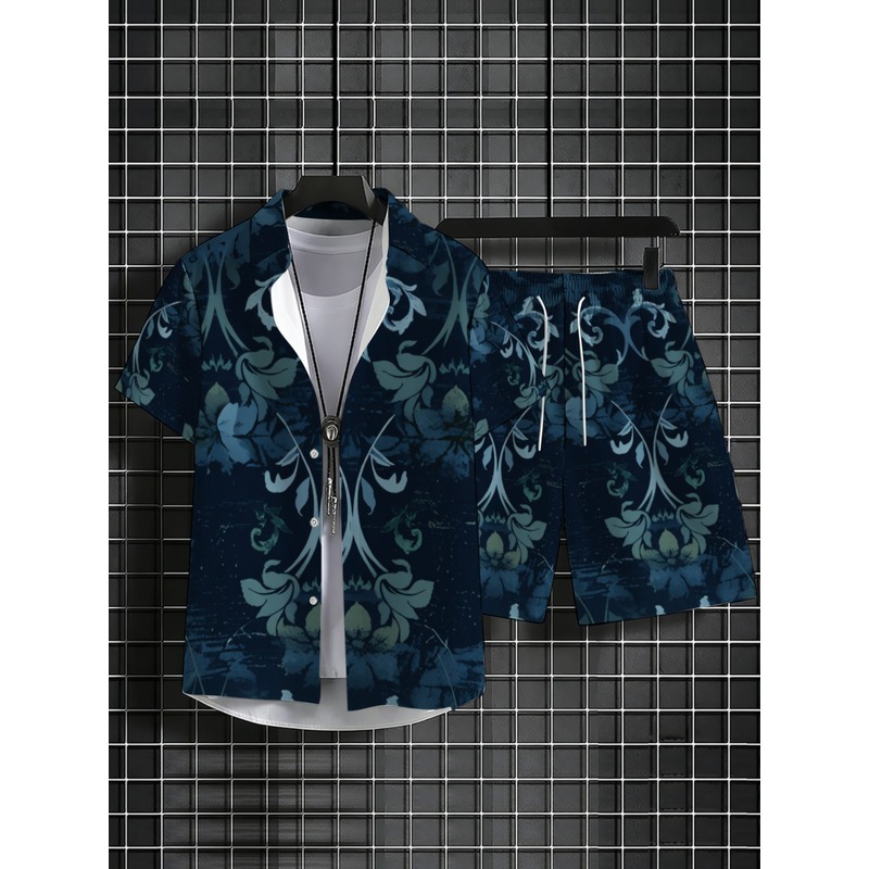 Navy Blue Floral Printed Men's - đánh giá và giá Printed Floral Shirt