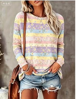 Women Long Sleeve T‑Shirt Past - đánh giá và giá Printed Floral Shirt