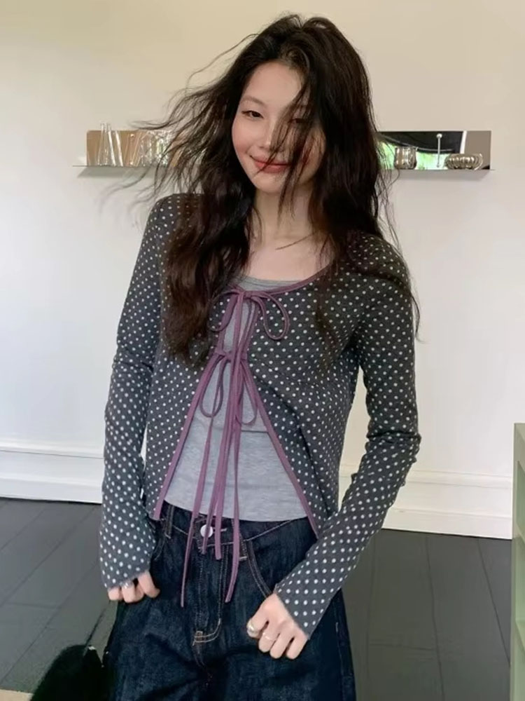 Women Knitted Cardigan Polka D - đánh giá và giá Vintage Fashion Style Female