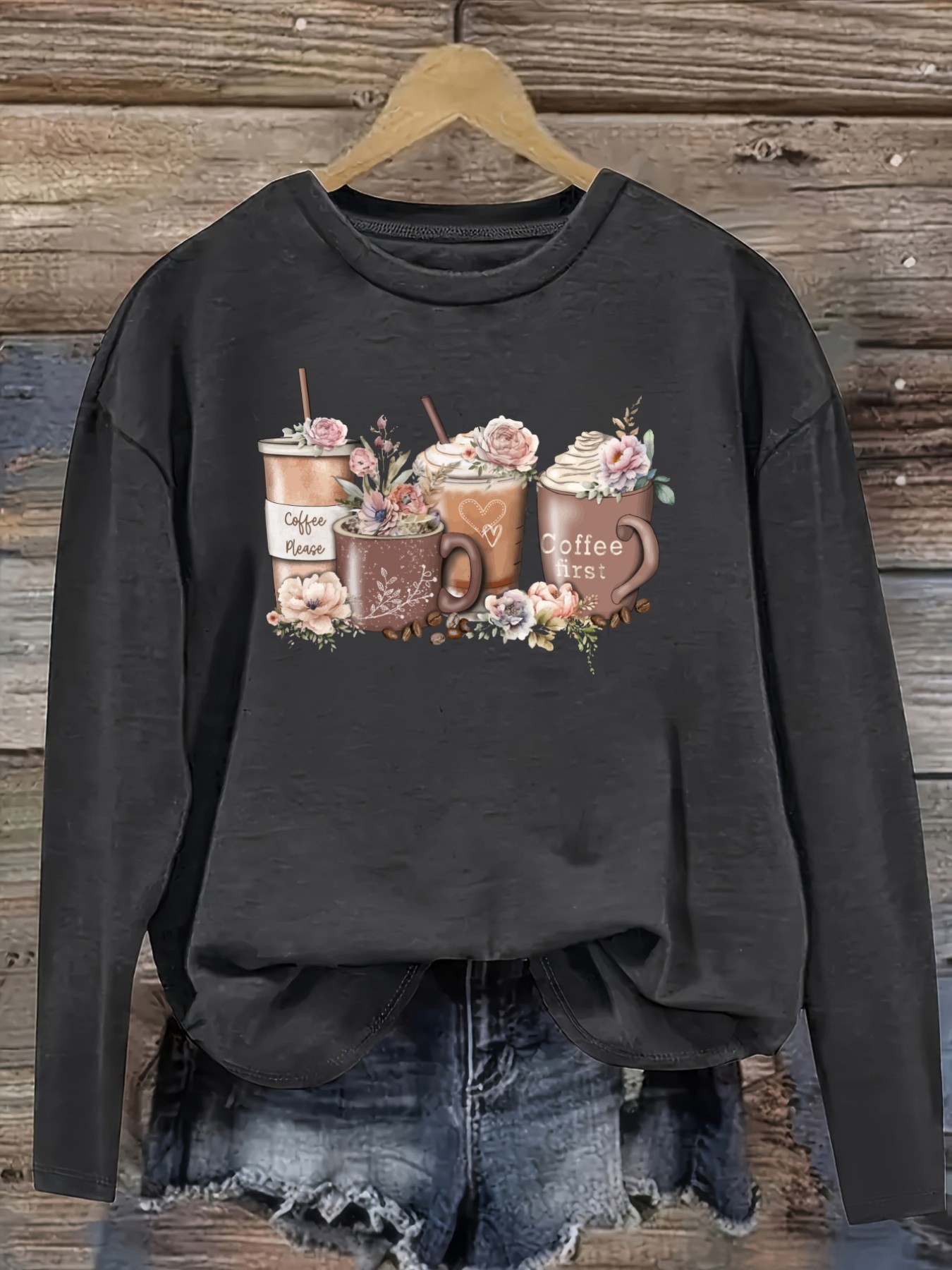 Women's Casual Long Sleeve Cre - đánh giá và giá Printed Floral Shirt