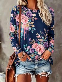 Women's Floral Print Top Navy  - đánh giá và giá Printed Floral Shirt