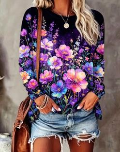 Women's Floral Print Top Navy  - đánh giá và giá Printed Floral Shirt