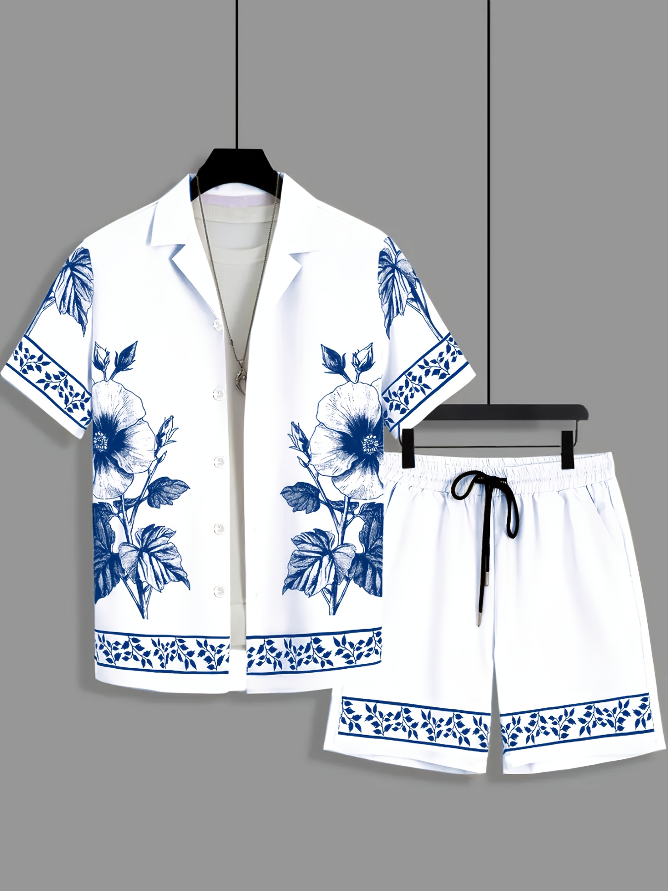Men Loose Two‑Piece Set Sketch - đánh giá và giá Printed Floral Shirt