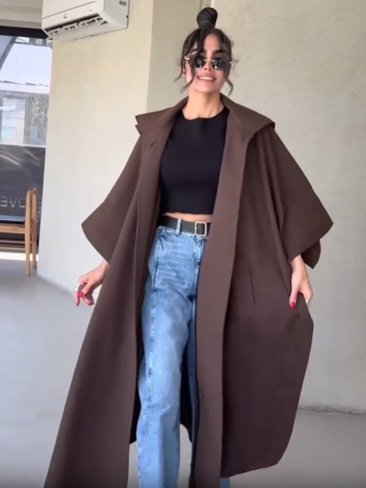 Fashion Solid Cape‑style Long  - đánh giá và giá Vintage Fashion Style Female