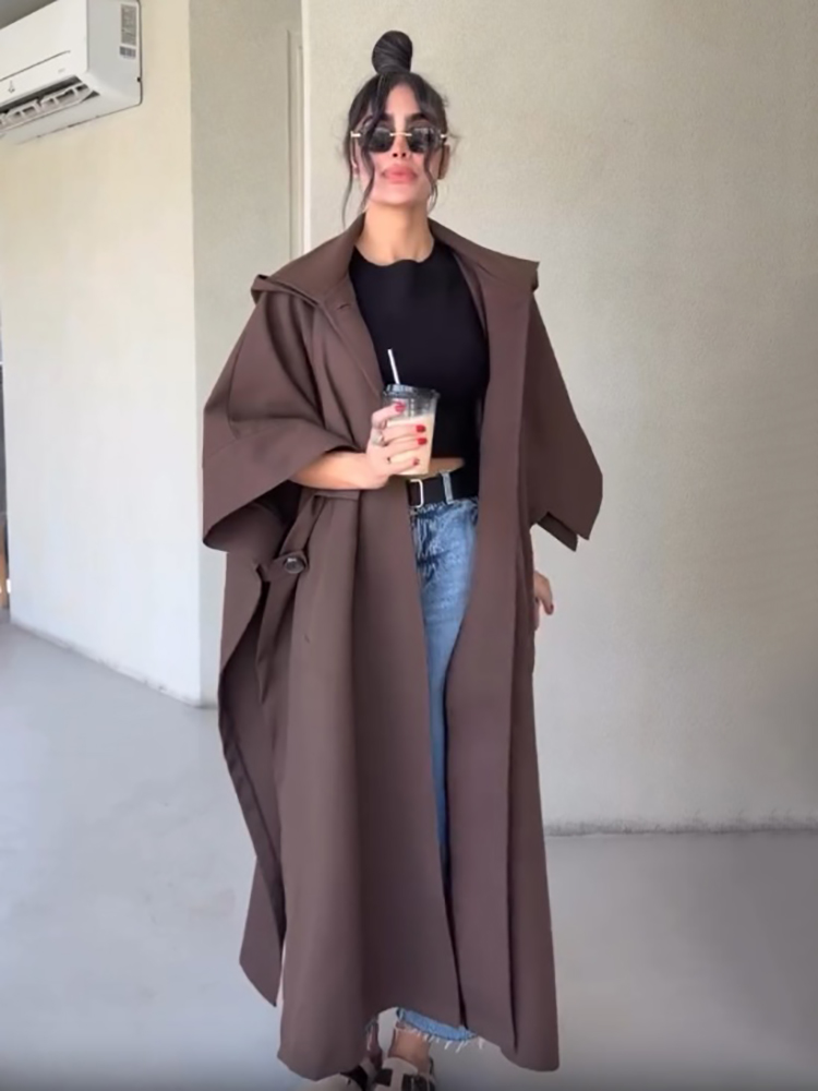 Fashion Solid Cape‑style Long  - đánh giá và giá Vintage Fashion Style Female